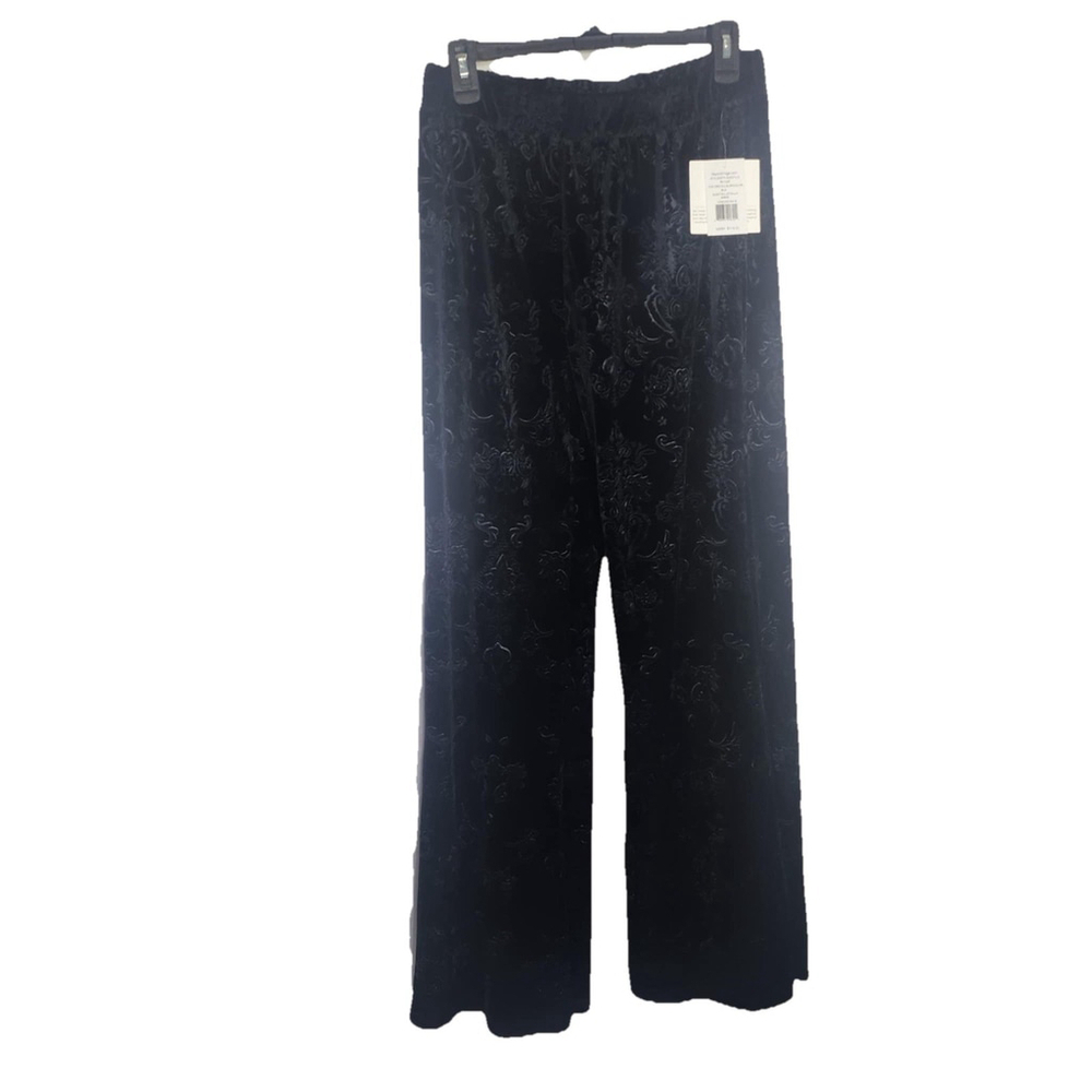 Beyond Yoga Best Dressed Pant Black Floral High Rise Wide Leg Sz M Stretch